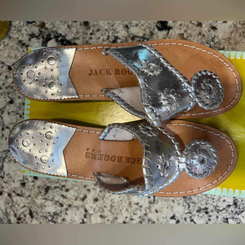 Jack Rodger's Silver Sandals 6.5
